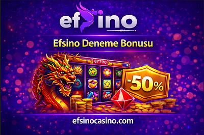 Efsino Deneme Bonusu bannerı, farklı slot oyunları teması ve bonus vurgusuyla hazırlanmış tanıtım görseli.